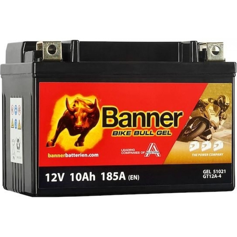 Batería de gel Banner Bike Bull Gel 12V, YT12A-BS, 10AH, 185A