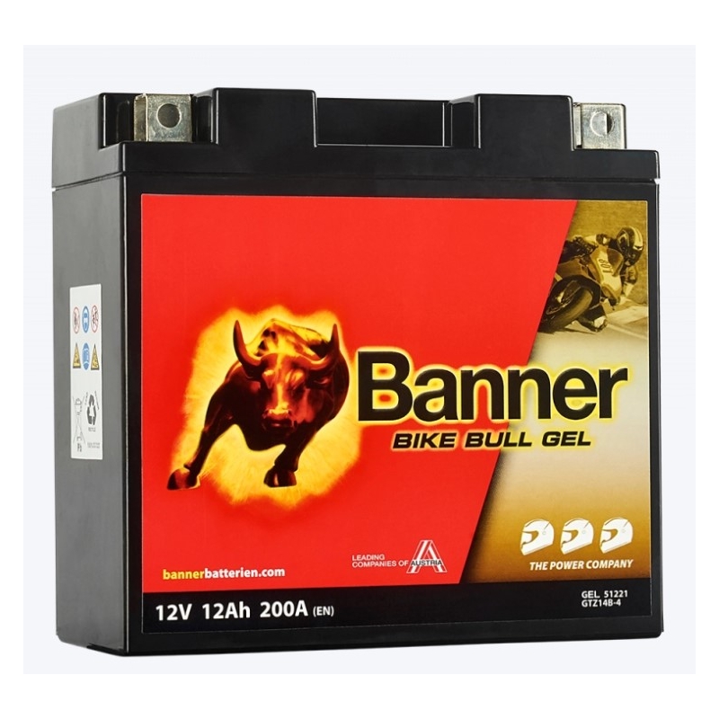 Batería de gel Banner Bike Bull Gel 12V, YTZ14S, YTZ14S-BS, 11AH, 190A
