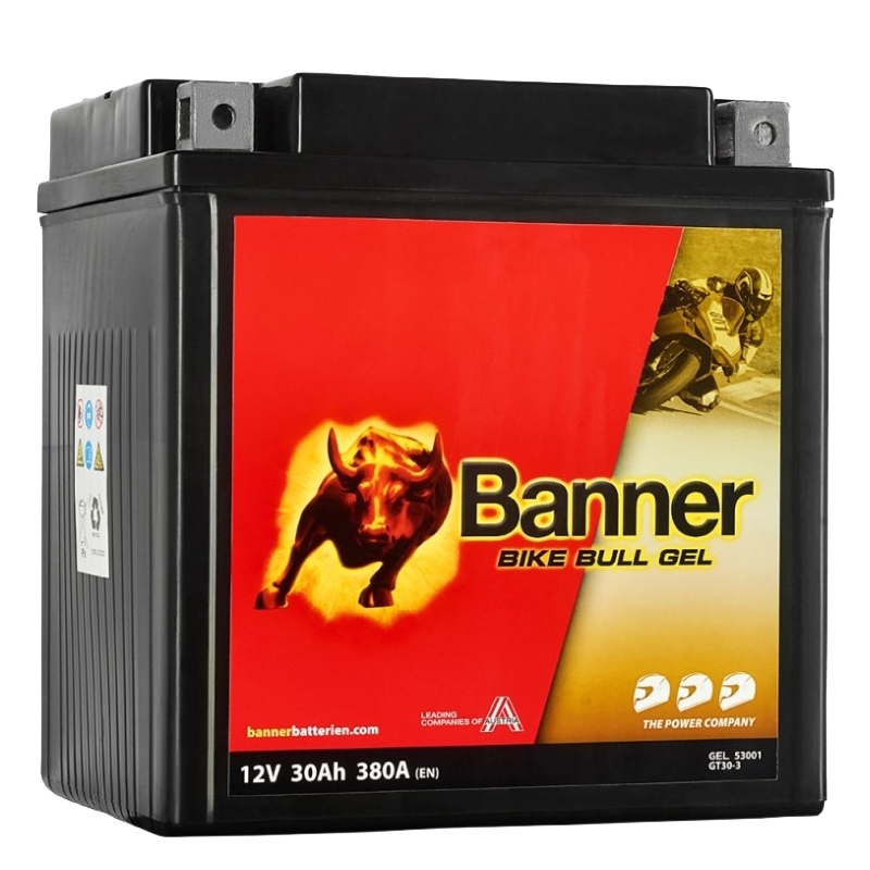 Batería de gel Banner Bike Bull Gel 12V, YIX30L-BS, 30AH, 380A