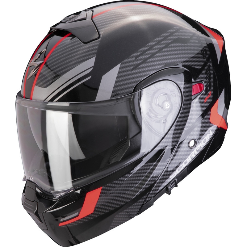Casco de moto abatible Scorpion EXO-930 EVO Sikon negro-plata-rojo liquidación