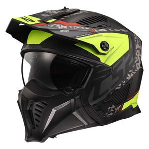 Casco de moto de trial LS2 OF606 Drifter Devor negro-amarillo fluo