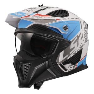 Casco de moto de trial LS2 OF606 Drifter Devor blanco-azul