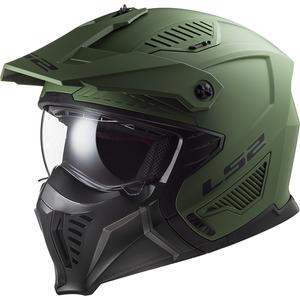 Casco moto trial LS2 OF606 Drifter Sólido verde mate