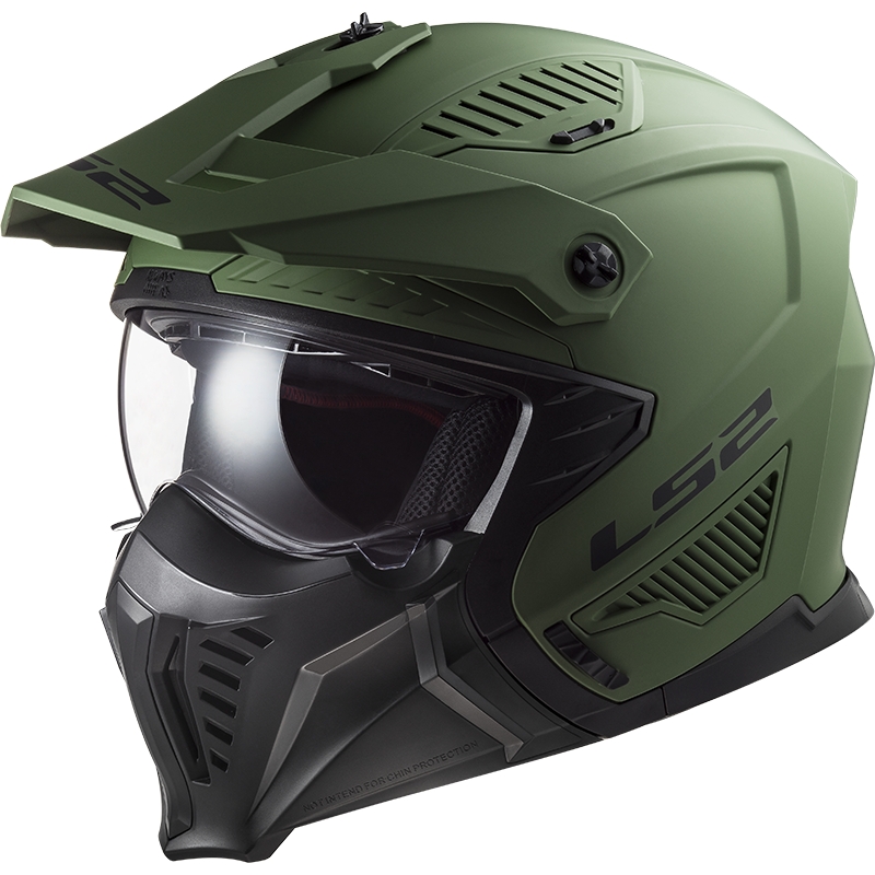 Casco moto trial LS2 OF606 Drifter Sólido verde mate
