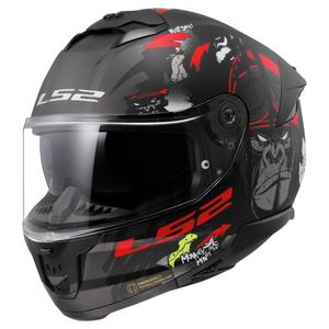 Casco integral de moto LS2 FF808 Stream II Angry Monkey negro y rojo