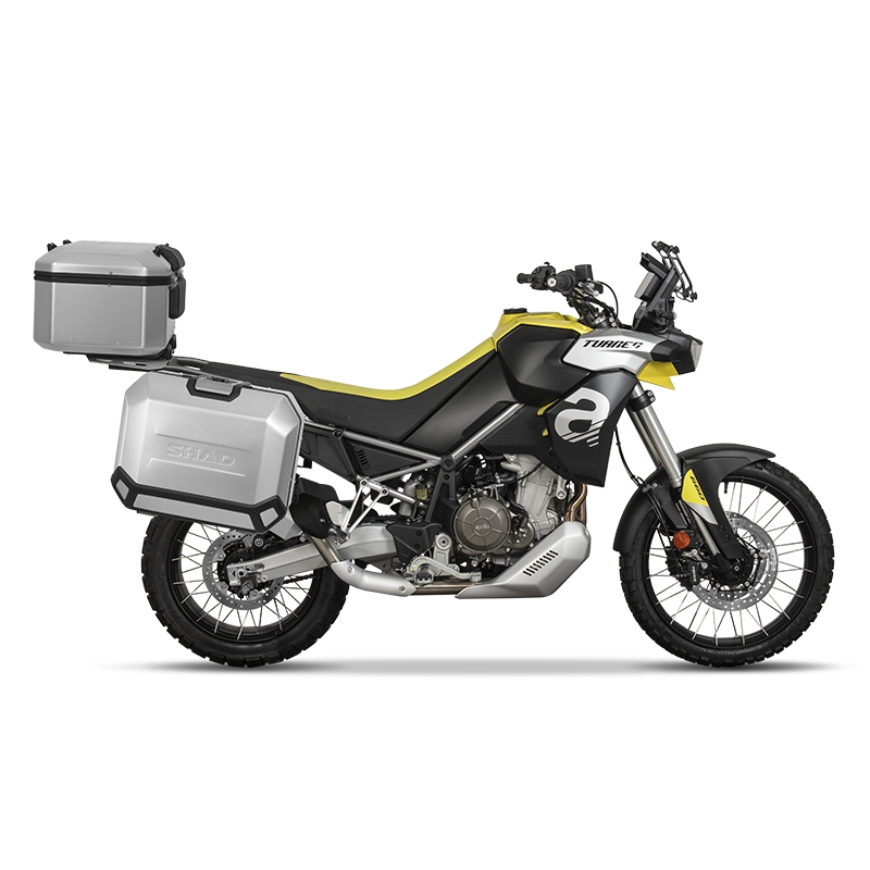 Kompletní sada hliníkových kufrů SHAD TERRA, 37L topcase   36L/47L boční kufry, včetně montážní sady a plotny SHAD Aprilia Tuareg 660