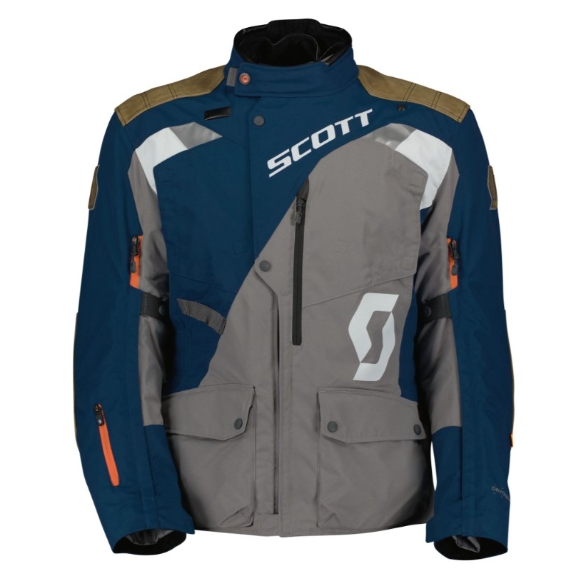 Bunda na motorku SCOTT Dualraid Dryo šedo-modrá prodloužená