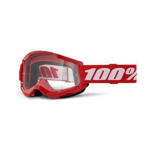 Gafas de Motocross 100% STRATA 2 New Rojo (plexiglás transparente)