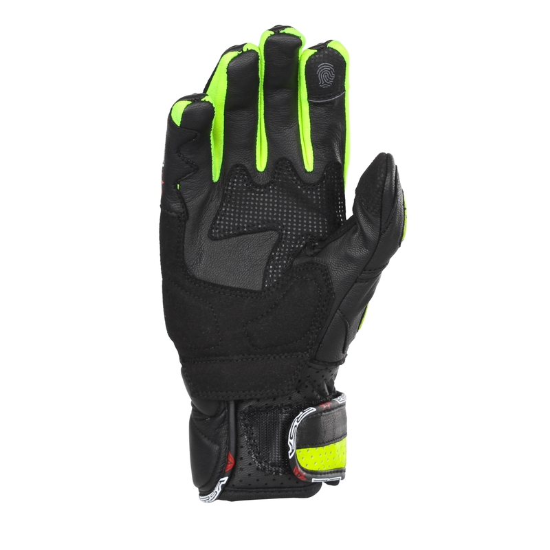 Guantes de moto para mujer RSA RX2 negro-amarillo fluo