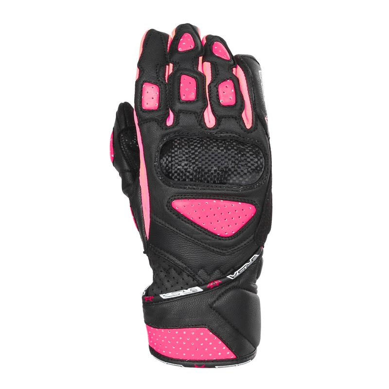 Guantes de moto para mujer RSA RX2 negro y rosa