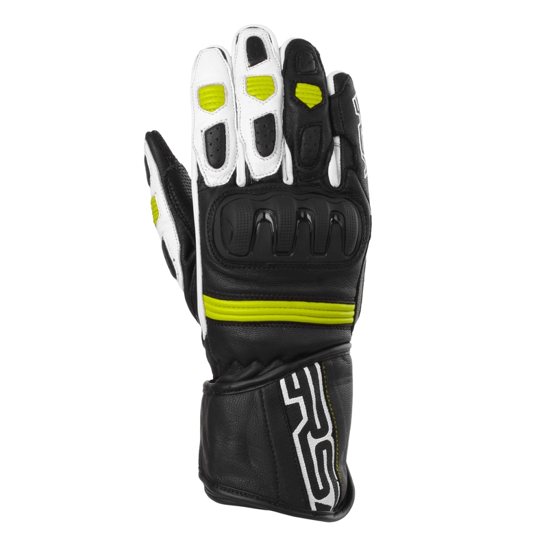 Guantes de moto RSA Gappa 2 negro-blanco-amarillo fluo