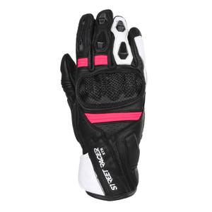 Guantes de moto para mujer Street Racer STR negro, blanco y rosa