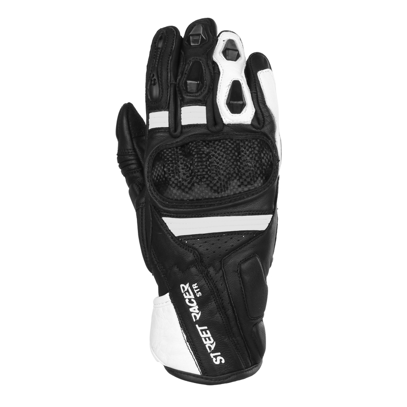 Guantes de moto Street Racer STR en blanco y negro