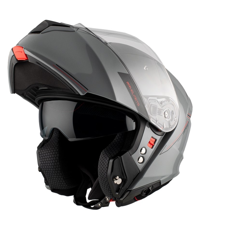 Casco de moto abatible MT Genesis SV Solid A12 gris brillante