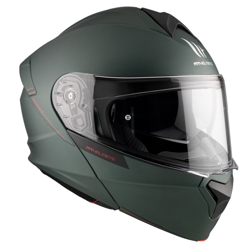 Casco de moto abatible MT Genesis SV Solid A6 verde mate