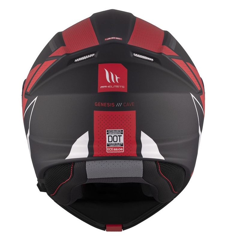 Casco de moto abatible MT Genesis SV Cave A5 negro-blanco-rojo mate
