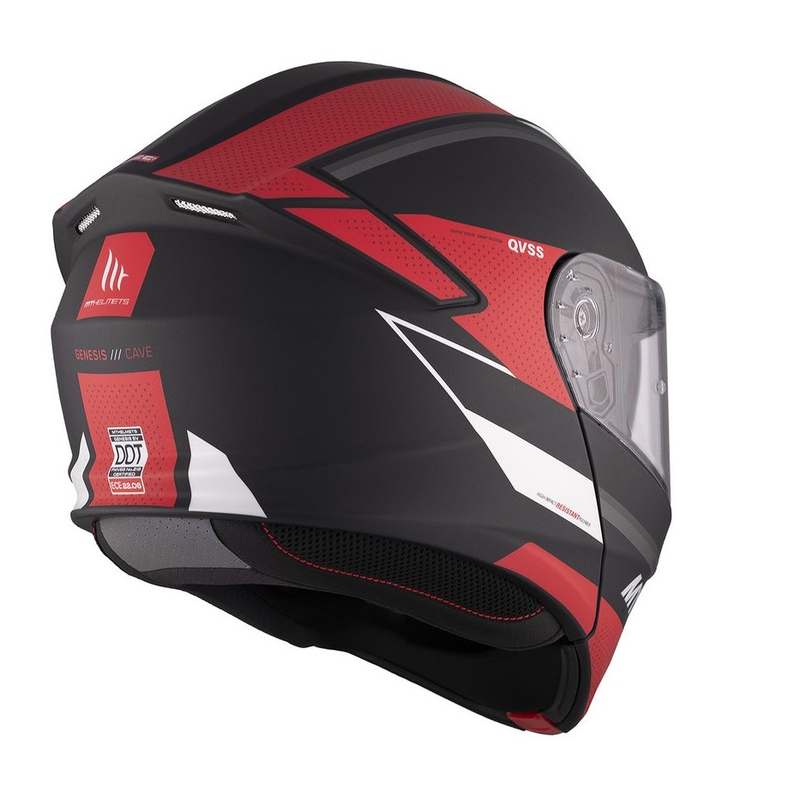 Casco de moto abatible MT Genesis SV Cave A5 negro-blanco-rojo mate