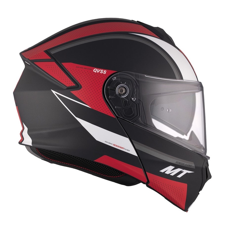Casco de moto abatible MT Genesis SV Cave A5 negro-blanco-rojo mate