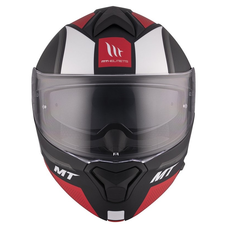 Casco de moto abatible MT Genesis SV Cave A5 negro-blanco-rojo mate