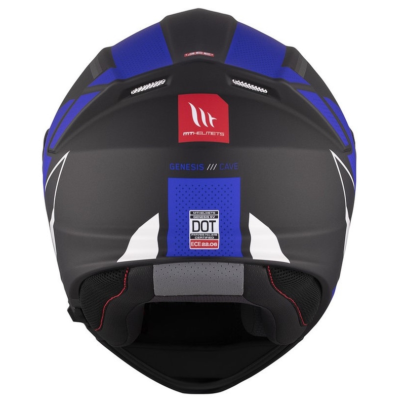 MT Genesis SV Cave A7 casco de moto abatible negro-blanco-azul mate