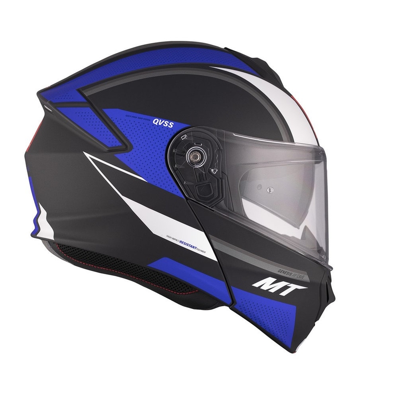 MT Genesis SV Cave A7 casco de moto abatible negro-blanco-azul mate