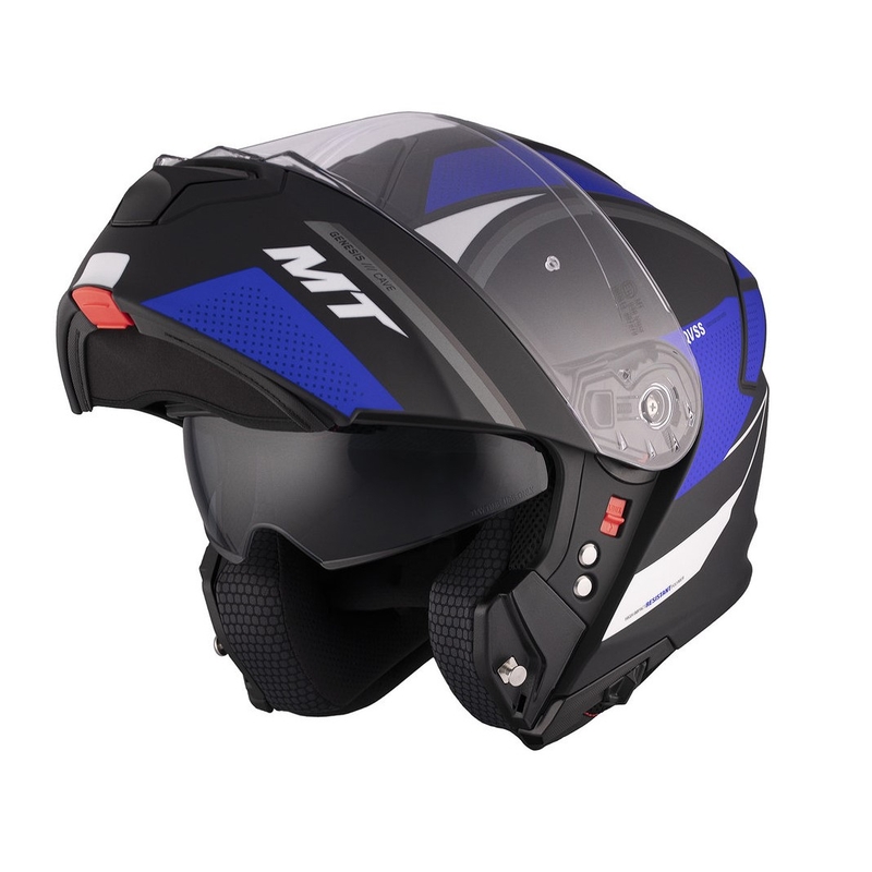 MT Genesis SV Cave A7 casco de moto abatible negro-blanco-azul mate