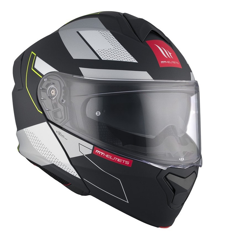 Casco de moto abatible MT Genesis SV Talo B2 negro-gris-amarillo fluo mate liquidación
