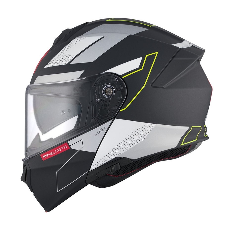 Casco de moto abatible MT Genesis SV Talo B2 negro-gris-amarillo fluo mate liquidación