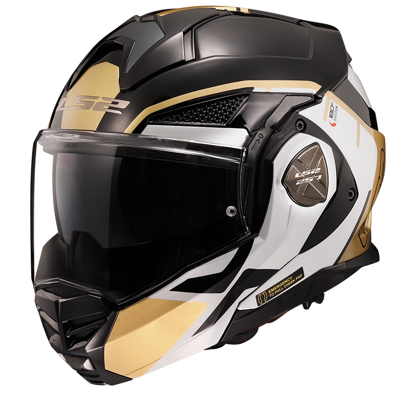 Casco de moto plegable LS2 FF901 Advant X Metryk negro-blanco-oro