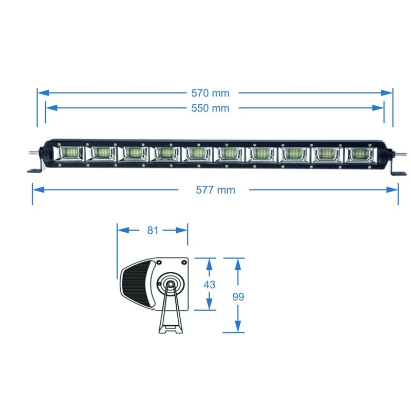 Rampa de luces LED BARRA DE LUZ LED SHARK , ETI LED, 21,5",100W