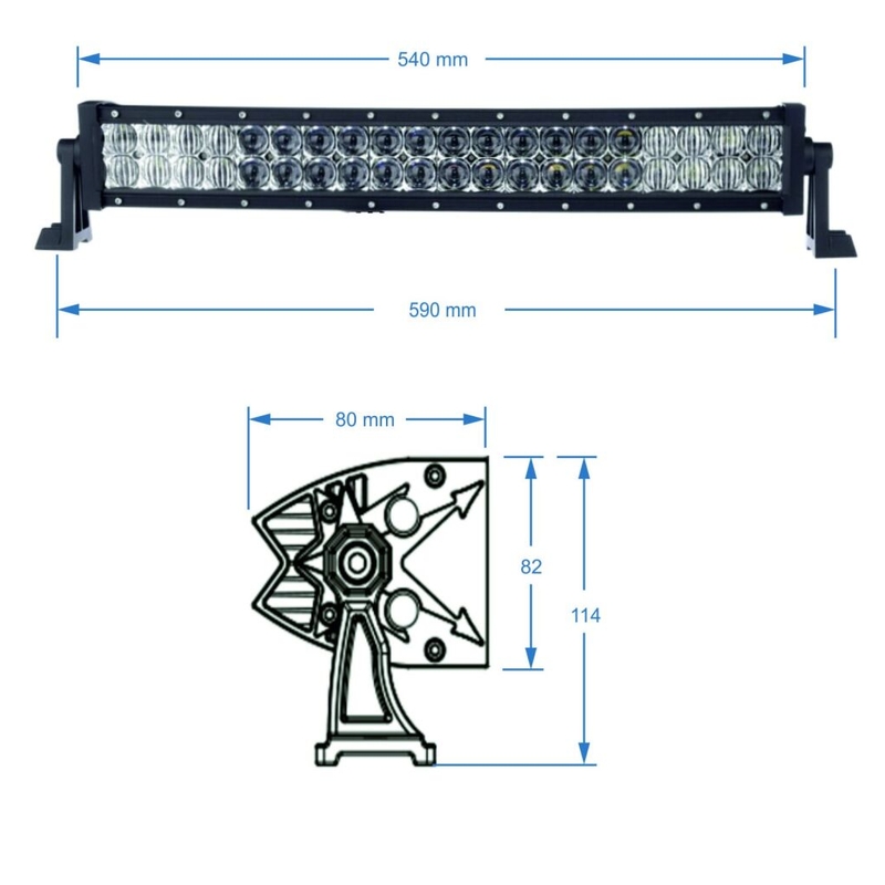 BARRA DE LUZ LED SHARK 20", CURVA, 120W, R 560 MM - 5D