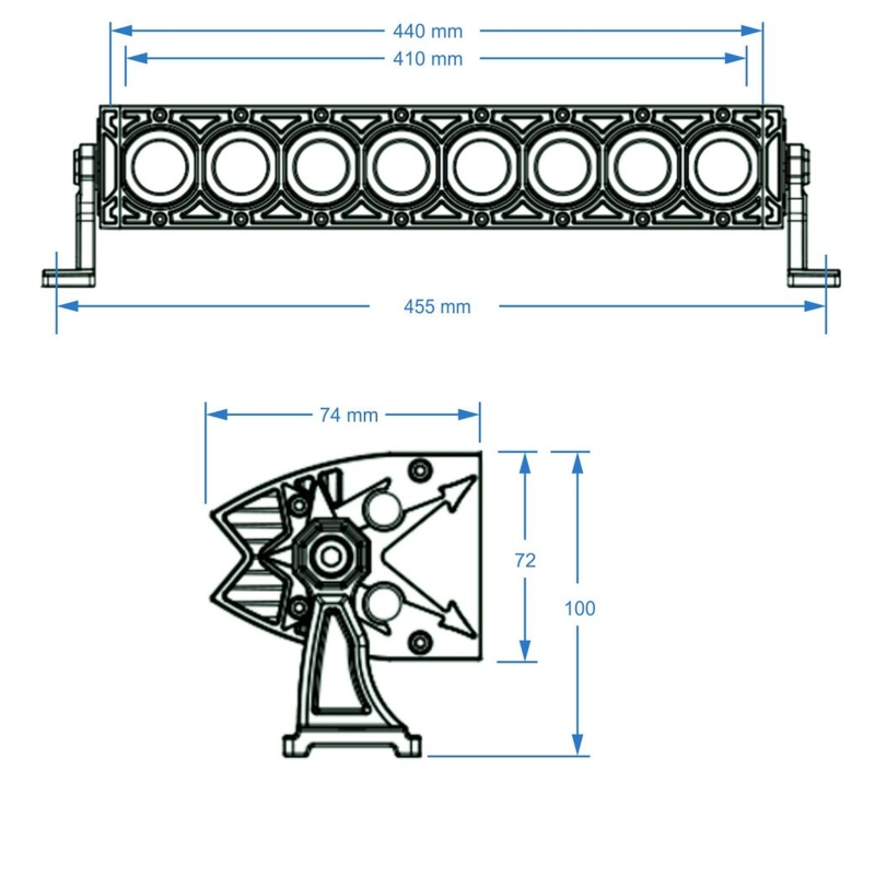 Rampa de luces LED BARRA DE LUZ LED SHARK 17" CON ANILLO HALO, LED CREE, 80W