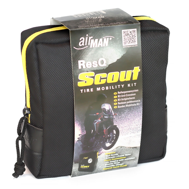 Kit de reparación de neumáticos AirMan ResQ Scout con compresor + recambio de 100 ml