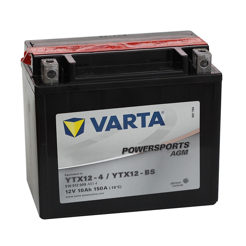 Batería sin mantenimiento VARTA 12V/10AH-MOTO LF (YTX12-4/YTX12-BS)