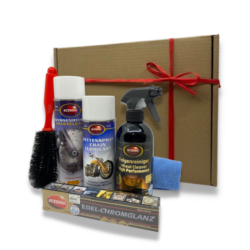 Set de regalo Autosol para la limpieza de frenos, cadenas y discos de motocicletas