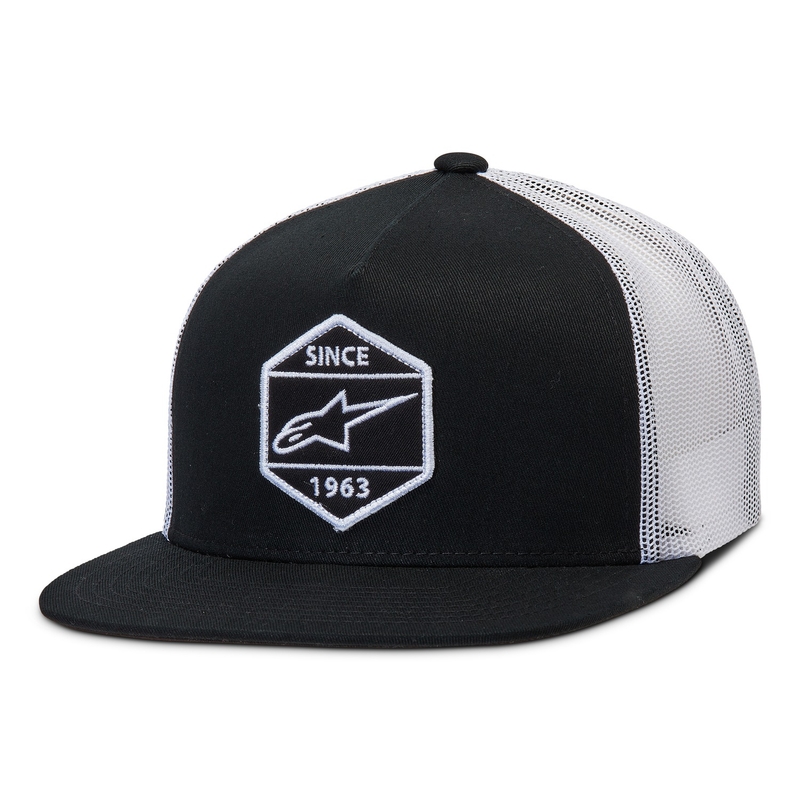 Gorra Alpinestars Bolt Trucker negra y blanca