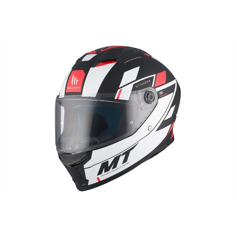 Casco integral de moto MT Stinger 2 Solid Zivze blanco-negro-rojo mate