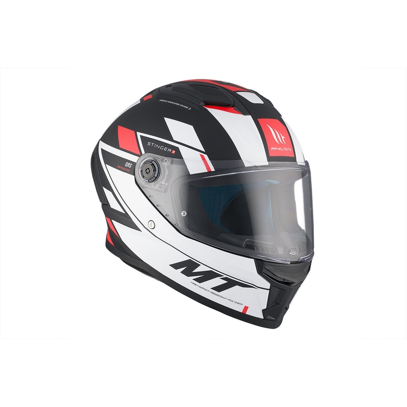 Casco integral de moto MT Stinger 2 Solid Zivze blanco-negro-rojo mate