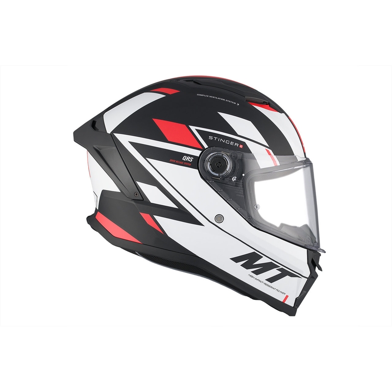 Casco integral de moto MT Stinger 2 Solid Zivze blanco-negro-rojo mate