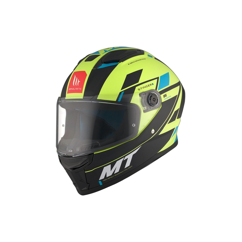 Casco integral de moto MT Stinger 2 Solid Zivze verde fluo-negro-azul mate