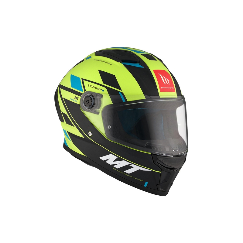 Casco integral de moto MT Stinger 2 Solid Zivze verde fluo-negro-azul mate