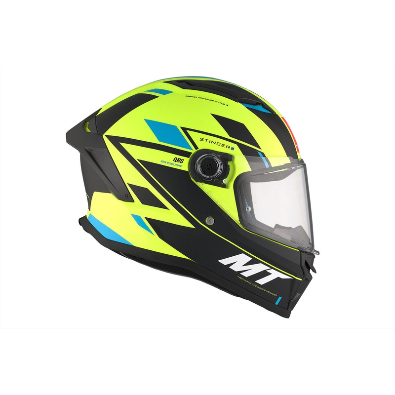 Casco integral de moto MT Stinger 2 Solid Zivze verde fluo-negro-azul mate