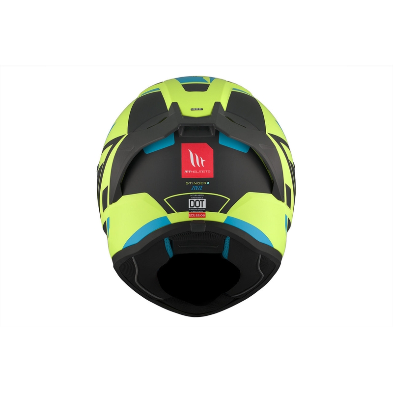 Casco integral de moto MT Stinger 2 Solid Zivze verde fluo-negro-azul mate