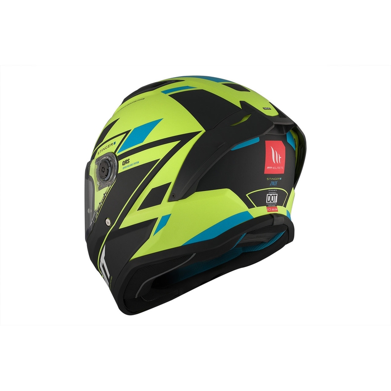 Casco integral de moto MT Stinger 2 Solid Zivze verde fluo-negro-azul mate