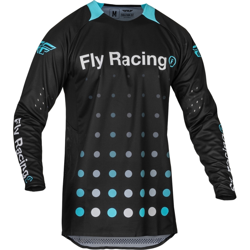 Camiseta de motocross FLY Racing Evolution DST negra y azul en oferta liquidación