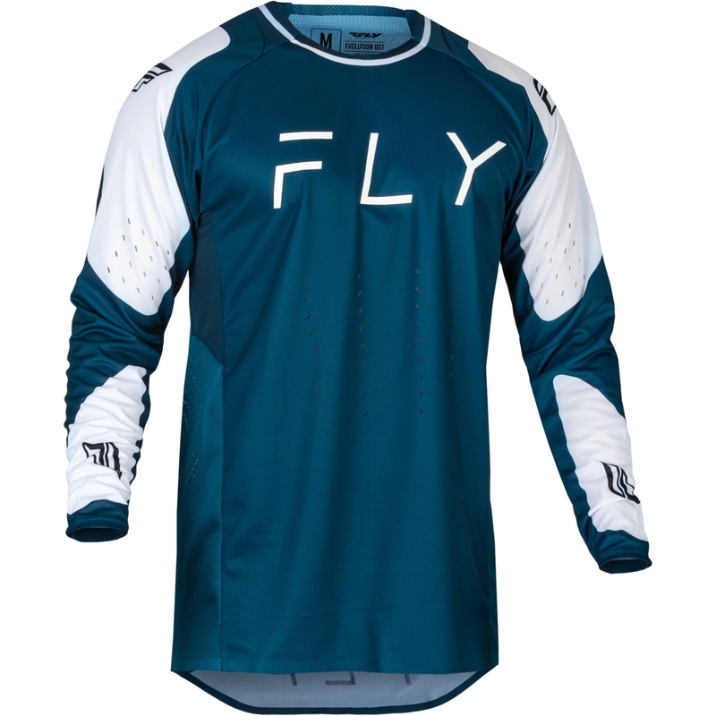 Camiseta de motocross FLY Racing Evolution DST azul-blanca en oferta liquidación
