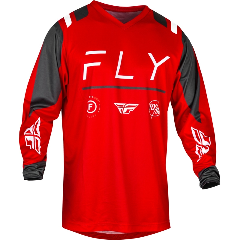Maillot motocross FLY Racing F-16 2024 rojo-gris-blanco