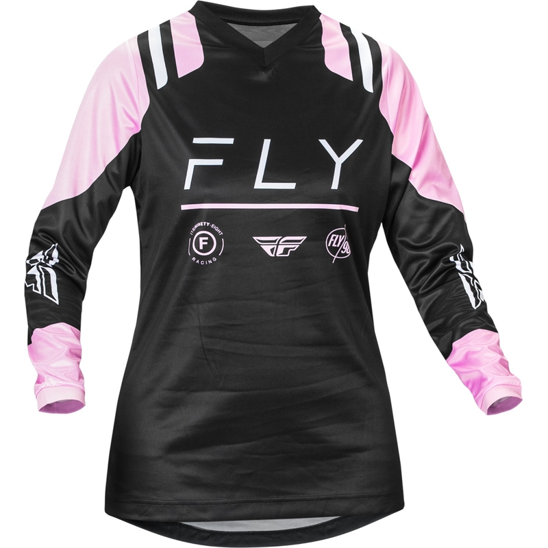 Maillot motocross mujer FLY Racing F-16 2024 negro y rosa