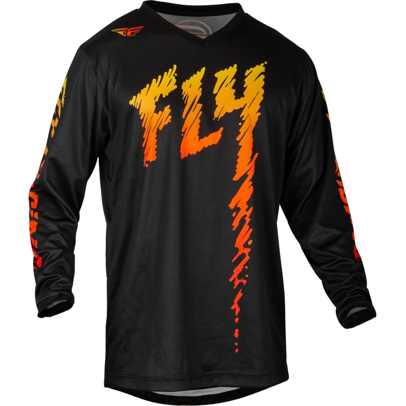 Maillot motocross infantil FLY Racing F-16 2024 negro-amarillo-naranja