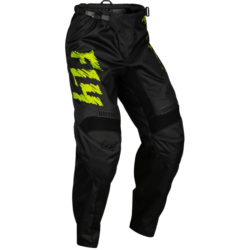 Pantalones motocross niño FLY Racing F-16 2024 negro-verde fluo-gris liquidación